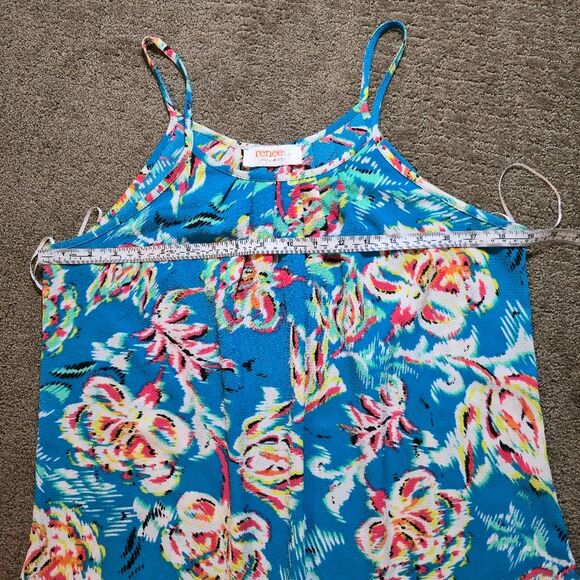 EUC Renee C. Galia Cami Tank Top Floral Blue Sleeveless Women's Large Flowy - Picture 5 of 7